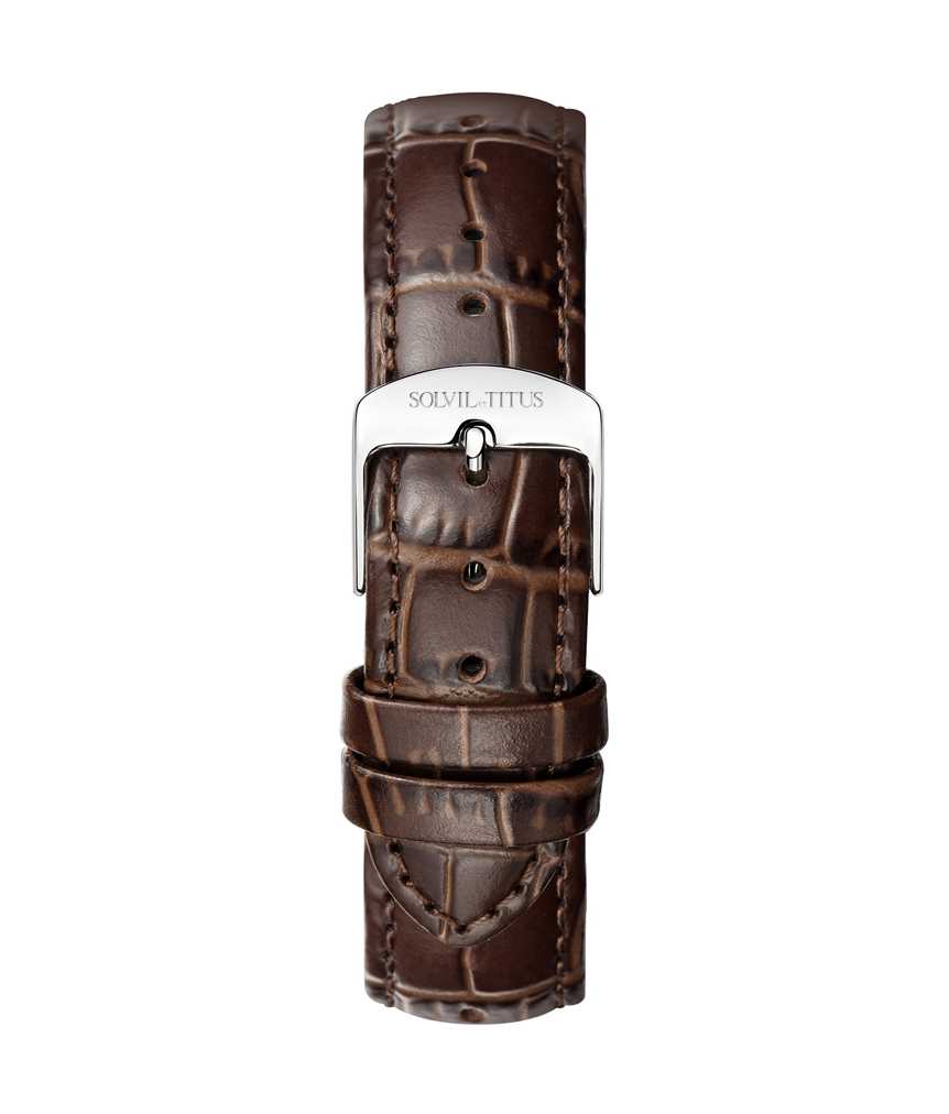 18 mm Chestnut Croco Pattern Leather Watch Strap