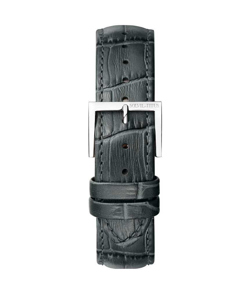 20 mm Charcoal Grey Croco Pattern Leather Watch Strap