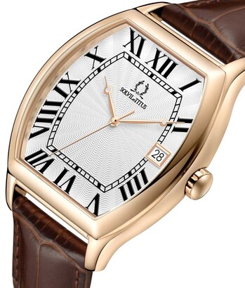 Classicist三針日期顯示石英皮革腕錶