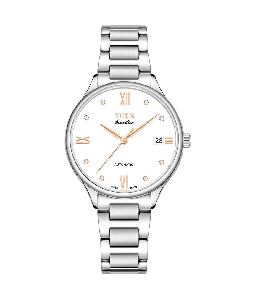 Sonvilier瑞士製三針日期顯示自動機械不鏽鋼腕錶 