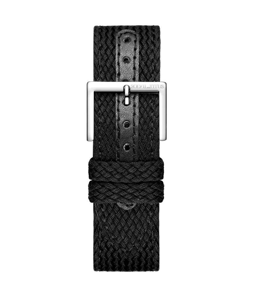 20 mm Black Nylon with Leather Watch Band