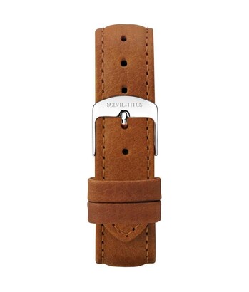 18 mm Brown Litchi Pattern Leather Watch Strap