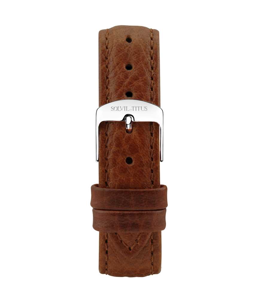16 mm Brown Litchi Pattern Leather Watch Strap