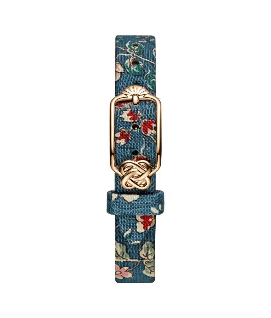 12 mm Prussian Blue Floral Japanese Fabric Watch Strap