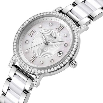 Fair Lady三針日期顯示石英不鏽鋼配陶瓷腕錶 