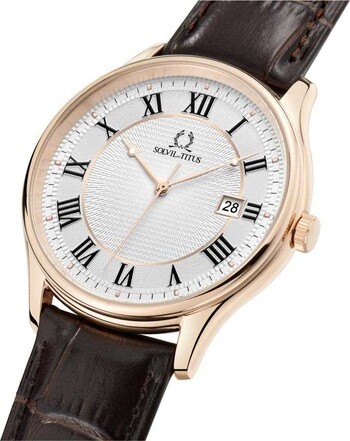 Classicist三針日期顯示石英皮革腕錶