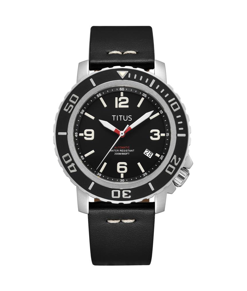 The Cape 3 Hands Date Mechanical Leather Watch 