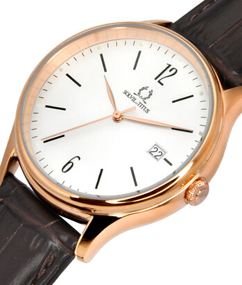 Classicist 3 Hands Date Quartz Leather Watch 