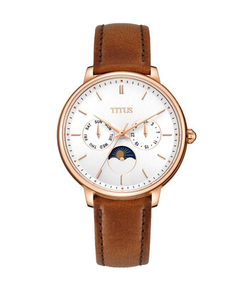 Fashionista Multi-Function with Day Night Indicator Quartz Leather Watch 
