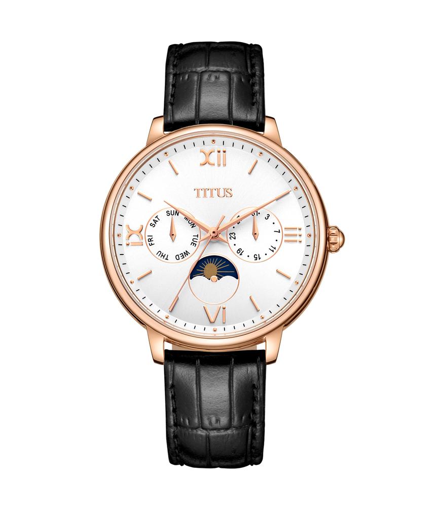 Fashionista Multi-Function with Day Night Indicator Quartz Leather Watch