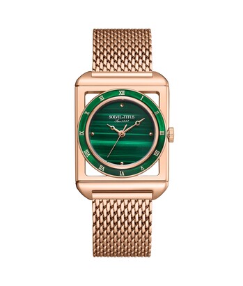 The Letter 3 Hands Quartz Stainless Steel Malachite Watch 