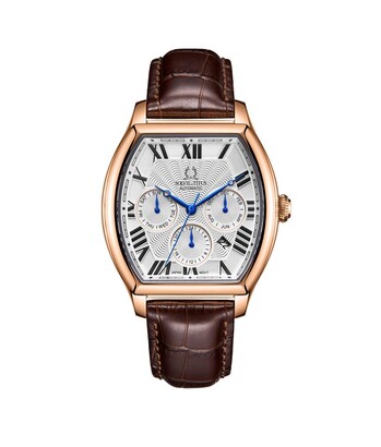 Barrique Multi-Function Mechanical Leather Watch 