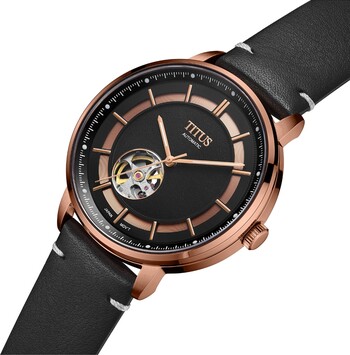 Enlight 3 Hands Mechanical Leather Watch (W06-03277-007)
