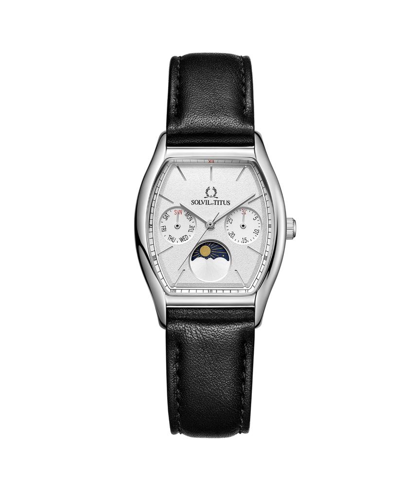 Barista多功能晝夜顯示石英皮革腕錶